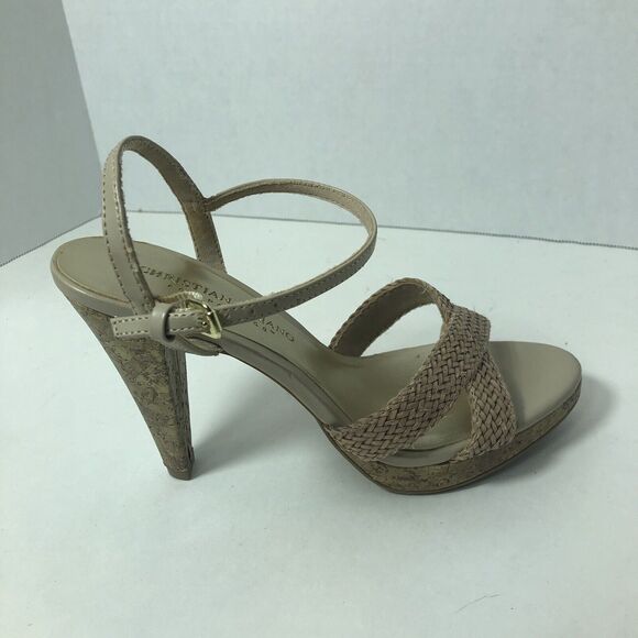 Christian Siriano for Payless Heels Womens Size‎ 6 Beige Ankle Straps Buckle A2 - Picture 8 of 12
